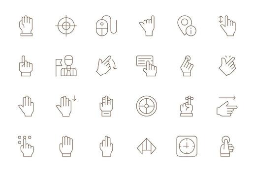 Pointer Design Icons featuring 24 Grid Fitted Thin Line Style vector
