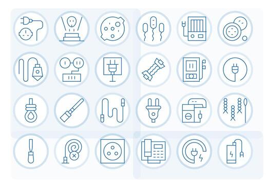 24 Thin Line Icons for Cord in crisp 256x256 Display Perfect resolution vector