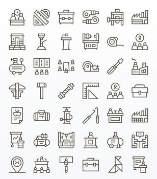 42 Regular Line Pixel Optimized Icons for Workshop Graphics vector