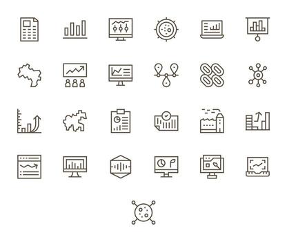25 regular línea monitor Perfecto diseños para grafico alto resolución íconos vector