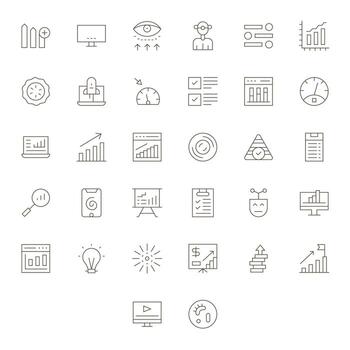 Progress Bar Icon Library with 32 Thin Line 256x256 Display Perfect Designs vector