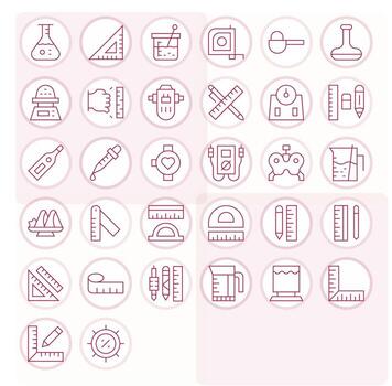 Measuring featuring 32 High Resolution Icons in Thin Line Design vector