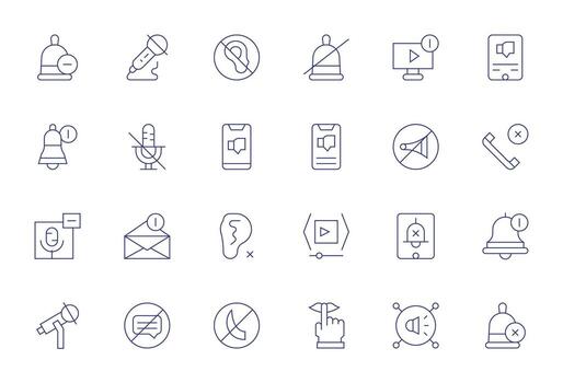 24 64x64 Thin Line Icons optimized for Mute Pixel Optimized display vector