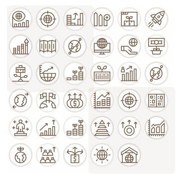 35 Regular Line Pixel Optimized Designs for Expansion High Resolution Icons vector