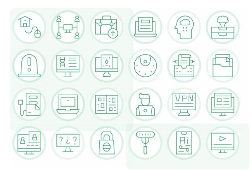 Computer Icon Set with 24 Thin Line Retina Ready Grid Fitted Graphics vector