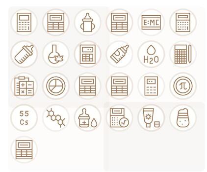 fórmula completar paquete con 25 256x256 regular línea monitor Perfecto íconos vector