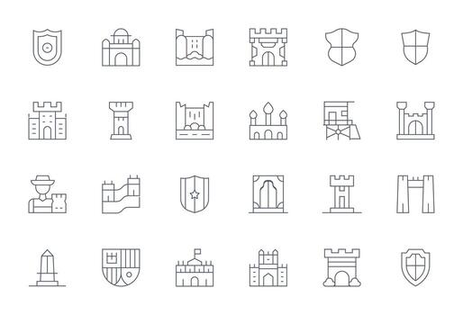 24 Display Perfect Thin Line Icons designed for Castle Interface vector