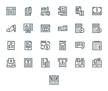 25 Pixel Aligned Regular Line Icons from Invoice Collection vector