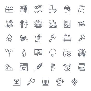 Farming Graphics Pack including 35 Regular Line High Resolution Display Perfect Icons vector