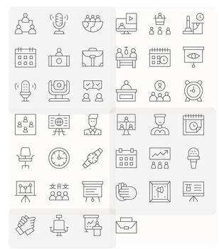 40 Delgado línea íconos diseñado para reunión en 128x128 editable formato vector