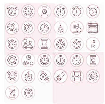 32 128x128 Icons for Timing in Pixel Optimized Thin Line Format vector