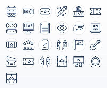 25 64x64 Regular Line Pixel Optimized Icons for Show Projects vector