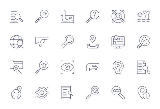 Locate Professional Set with 24 Thin Line Pixel Optimized 256x256 Icons vector