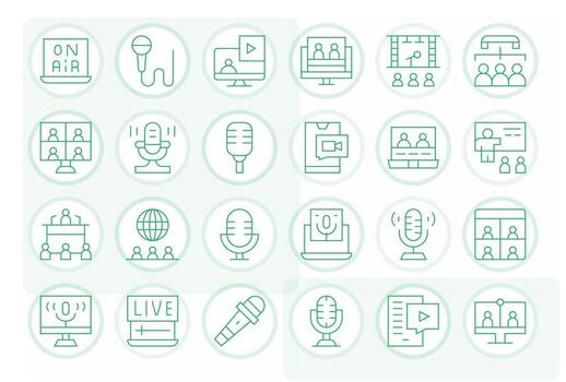 24 Thin Line Pixel Optimized Icons crafted for Webinar 128x128 applications vector