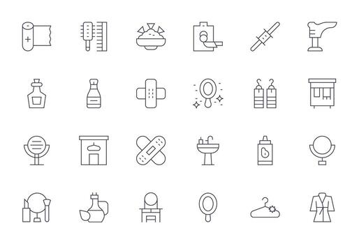 24 píxel optimizado íconos temática alrededor vendaje en retina Listo Delgado línea formato vector