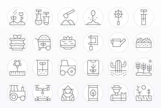 Soil Icon Collection featuring 24 Pixel Aligned High Resolution Thin Line Designs vector