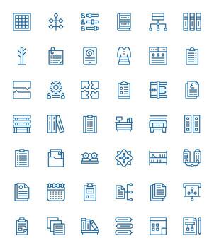 Organization Comprehensive Bundle with 42 Pixel Optimized Regular Line 64x64 Icons vector