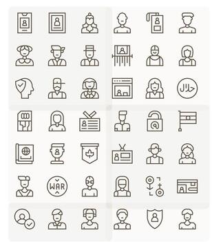 Identity Essential Set including 42 Pixel Aligned Regular Line 64x64 Icons vector