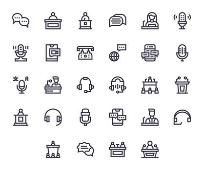 Talk Icon Toolkit featuring 28 Pixel Aligned 256x256 Bold Line elements vector