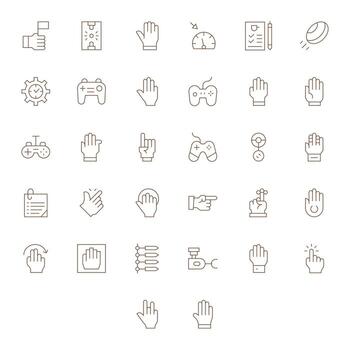 Action Comprehensive Bundle with 32 Pixel Optimized Thin Line High Resolution Icons vector
