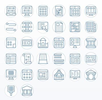 32 Thin Line Editable 256x256 Icons from Columns Suite vector