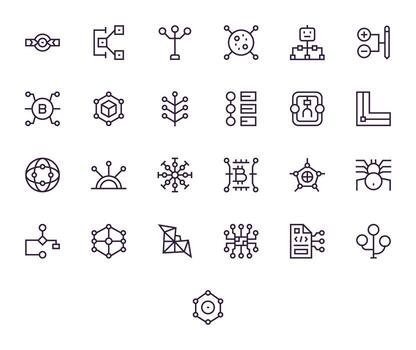 nodo gráficos paquete incluso 25 regular línea 256x256 cuadrícula equipado íconos vector