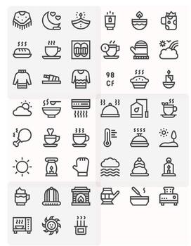 45 Bold Line Pixel Optimized Icons for Warm Graphics vector