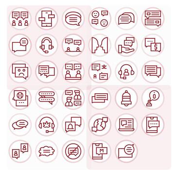 Chat Icon Set with 35 Regular Line High Resolution Editable Graphics vector