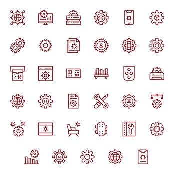 35 256x256 regular línea íconos para configuración con píxel optimizado precisión vector