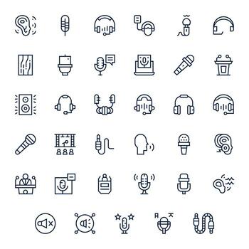 Regular Line Display Perfect Icons from Microphone Set with 35 High Resolution Icons vector