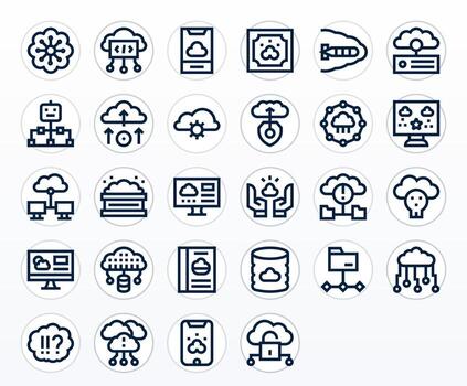 28 íconos para nube informática presentando alto resolución editable negrita línea gráficos vector