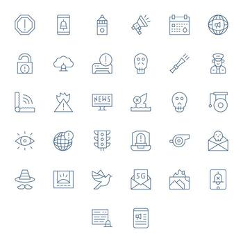 32 íconos para alerta optimizado en cuadrícula equipado alto resolución Delgado línea resolución vector