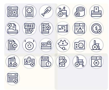 25 High Resolution Regular Line Icons optimized for Invalid Detail Enhanced display vector