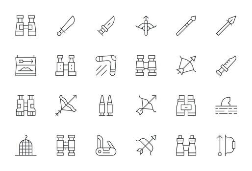 Hunting Icon Repository containing 24 Thin Line 64x64 Pixel Optimized graphics vector