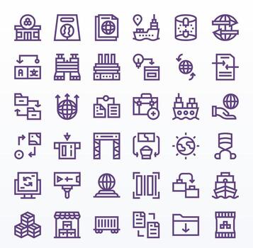 Bold Line Pixel Optimized Icons from Import Set with 36 Retina Ready Icons vector