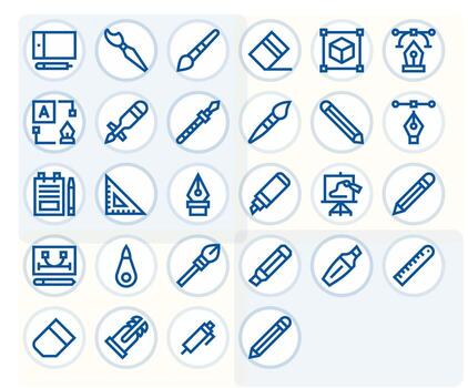 Drawing Tool Essential Set including 28 Pixel Optimized Bold Line 256x256 Icons vector