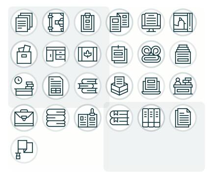 Papers Professional Set with 25 Regular Line Pixel Aligned 256x256 Icons vector