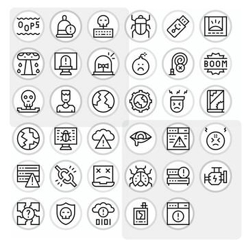 Malfunction Graphics featuring 35 Regular Line Pixel Optimized 256x256 Designs vector