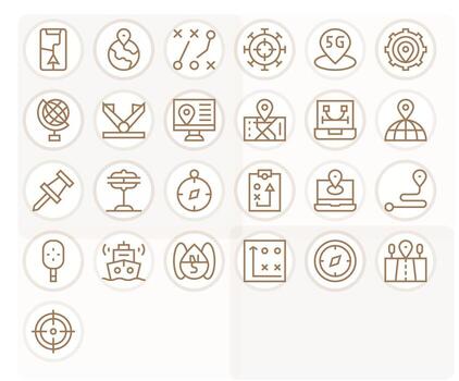 25 128x128 Regular Line Icons for Positioning with Grid Fitted precision vector
