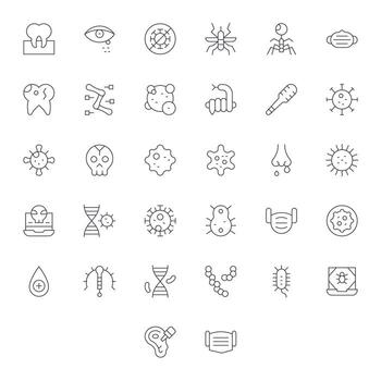 32 Thin Line Pixel Optimized 256x256 Icons from Infection Suite vector