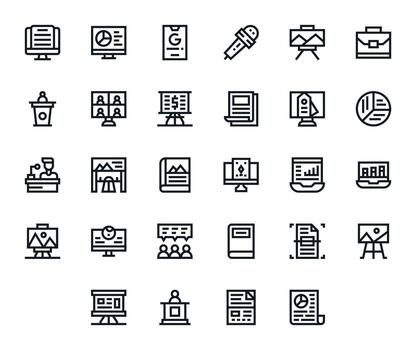 28 Bold Line Editable High Resolution Icons from Presentation Suite vector