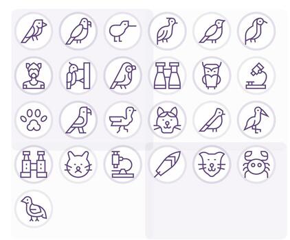 25 Regular Line Icons designed for Zoology in 128x128 Pixel Aligned format vector