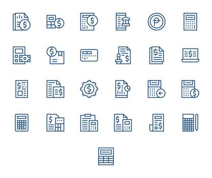 Accounting Software Scalable Set featuring 25 Editable Regular Line 64x64 Icons vector
