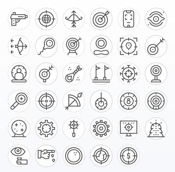 Target Icon Repository containing 35 Regular Line 256x256 Detail Enhanced graphics vector