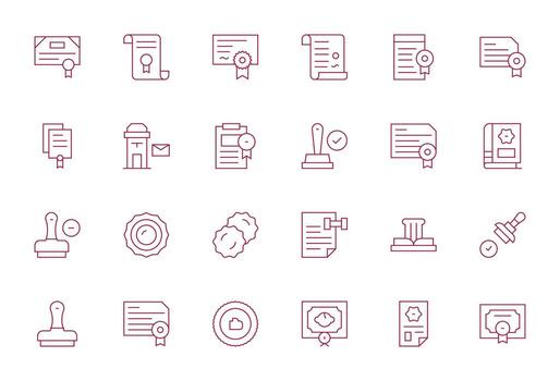 Thin Line Editable Icons from Stamp Set with 24 High Resolution Icons vector