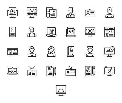 25 Regular Line Display Perfect Icons tailored for Personal Information 128x128 interface vector