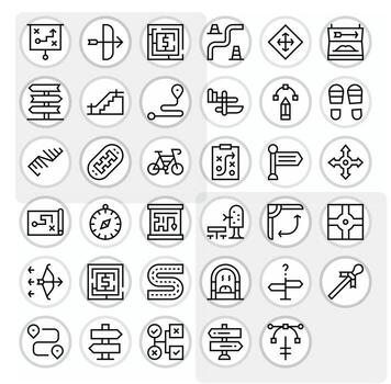 Path Icon Set with 35 Regular Line 256x256 Editable Graphics vector