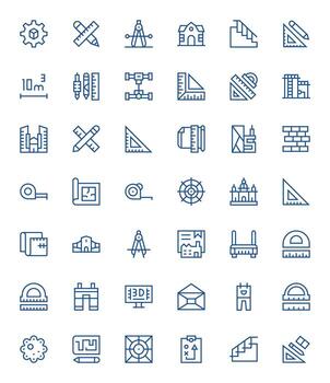 Blueprint Ultimate Package with 42 High Resolution Regular Line Display Perfect Icons vector