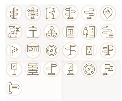Wayfinding Modern Collection with 25 Regular Line 64x64 Pixel Aligned Icons vector