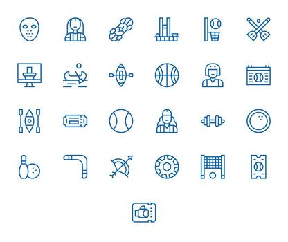Sporting Display Perfect Set with 25 128x128 Regular Line Icons vector